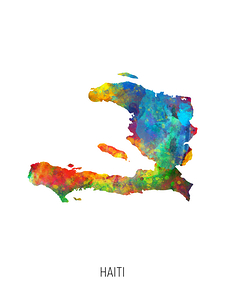 Haiti Watercolor Map