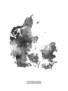 Danmark Watercolor Map