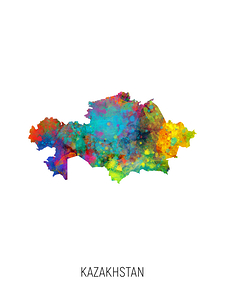 Kazakhstan Watercolor Map