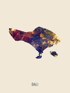 Bali Watercolor Map