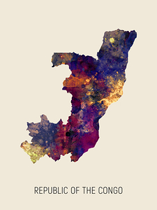 Republic of the Congo Watercolor Map