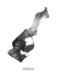 Monaco Watercolor Map