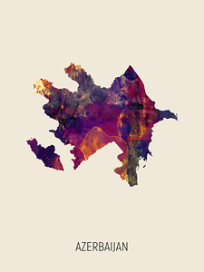 Azerbaijan Watercolor Map