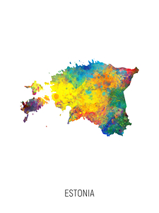 Estonia Watercolor Map