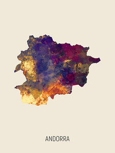 Andorra Watercolor Map