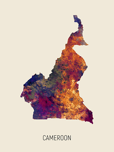 Cameroon Watercolor Map