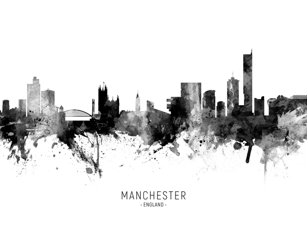 Manchester England Skyline Print