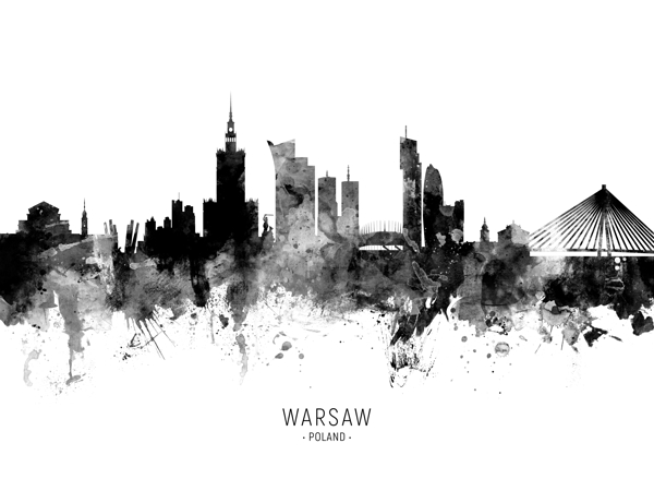 Warsaw Poland Skyline Print