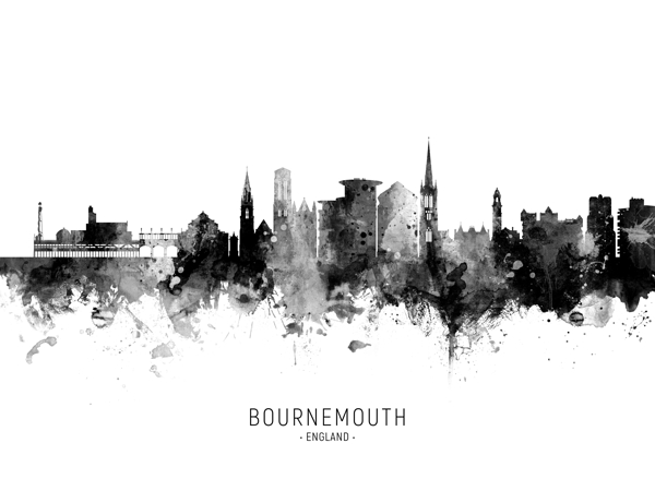 Bournemouth England Skyline Print