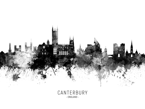 Canterbury England Skyline Print