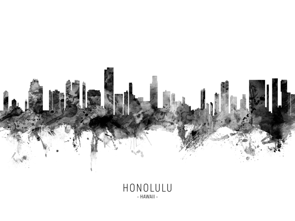 Honolulu Hawaii Skyline Print