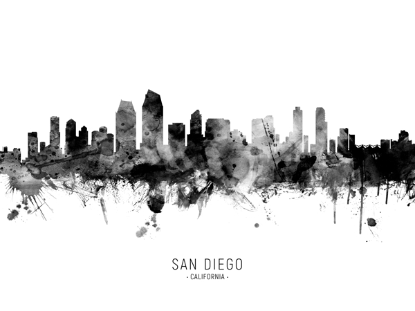 San Diego California Skyline Print