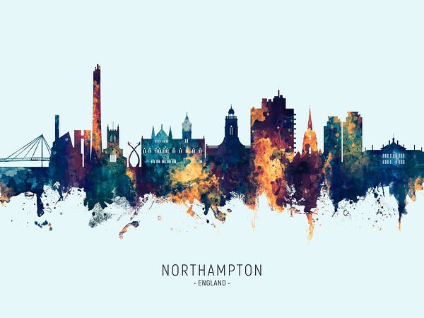 Northampton England Skyline Print