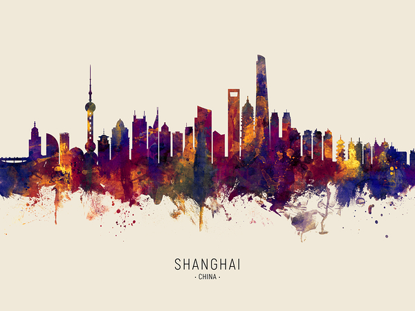 Shanghai China Skyline Print