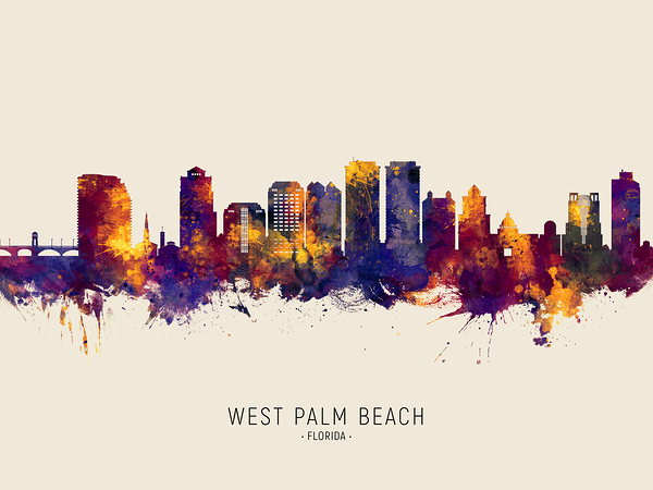 West Palm Beach Florida Skyline Print