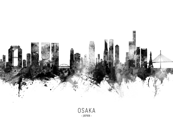 Osaka Japan Skyline Print