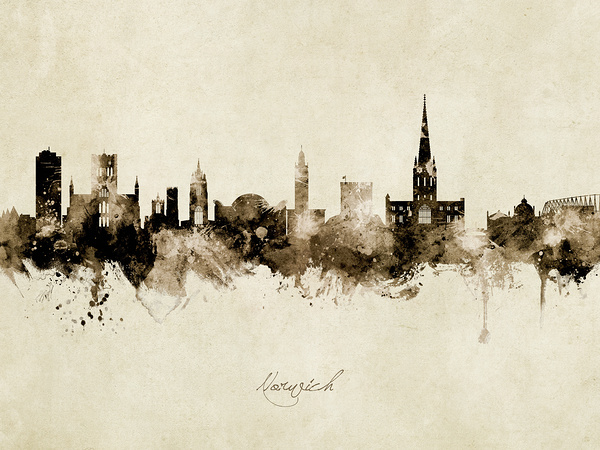 Norwich England Skyline Print