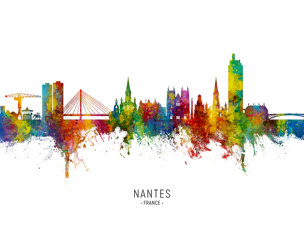 Nantes France Skyline Print