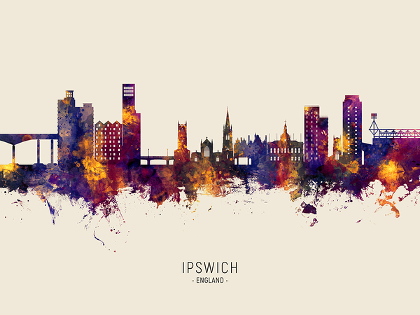 Ipswich England Skyline Print