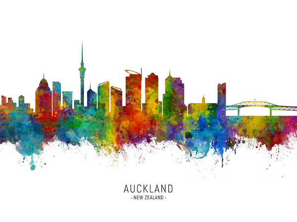Auckland New Zealand Skyline Print