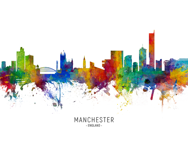 Manchester England Skyline Print