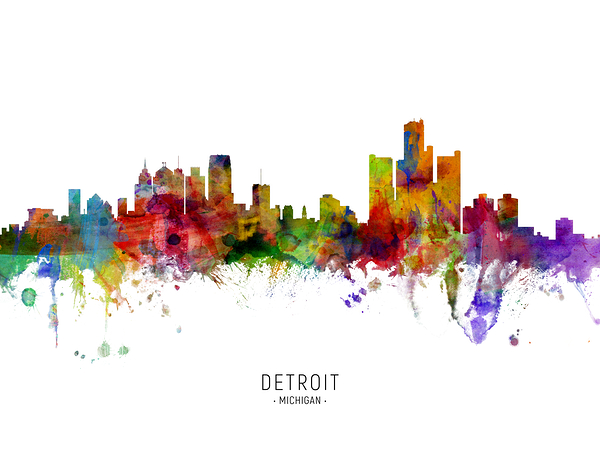 Detroit Michigan Skyline Print