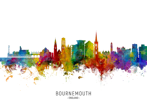 Bournemouth England Skyline Print