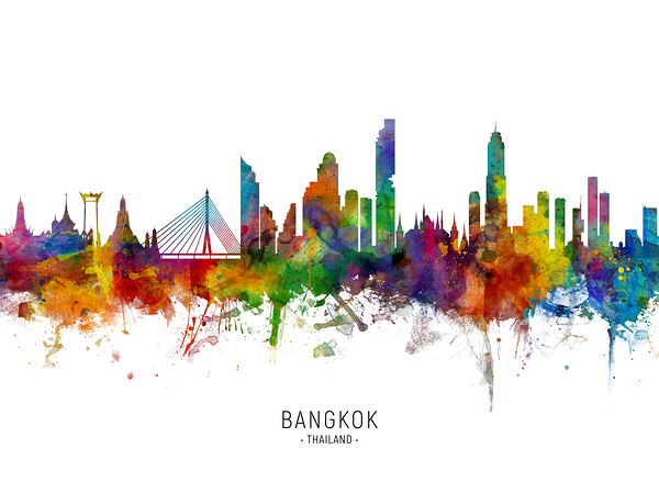 Bangkok Thailand Skyline Print