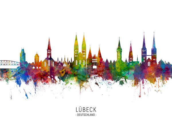 Lubeck Germany Skyline Print