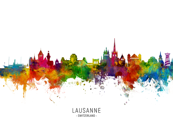 Lausanne Switzerland Skyline Print