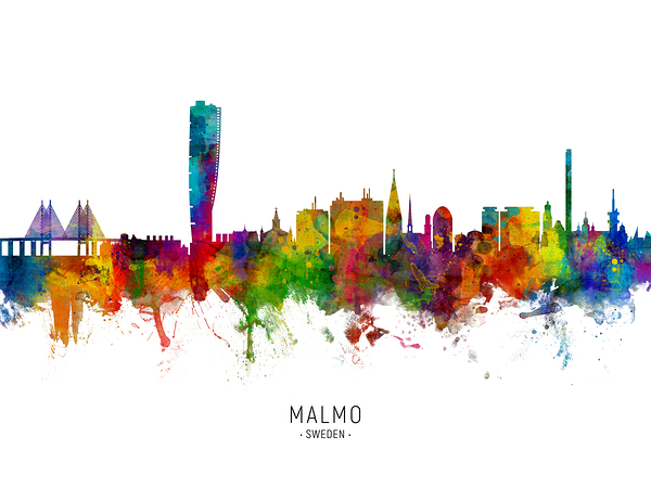 Malmo Sweden Skyline Print