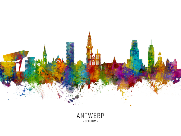 Antwerp Belgium Skyline Print