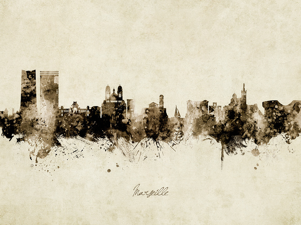 Marseille France Skyline Print
