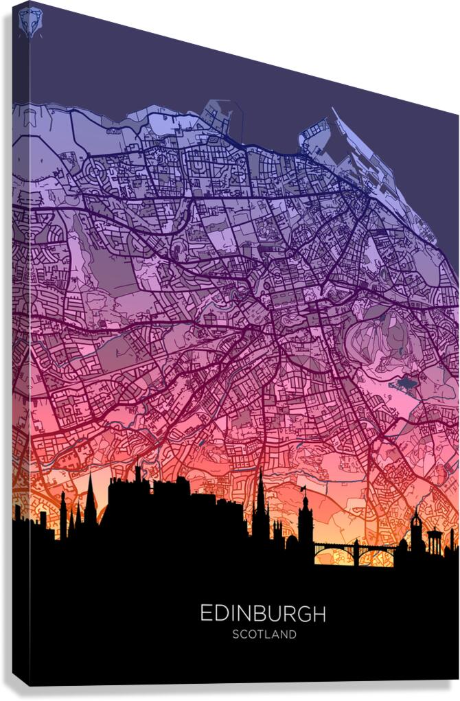 Edinburgh Skyline Map Canvas Print