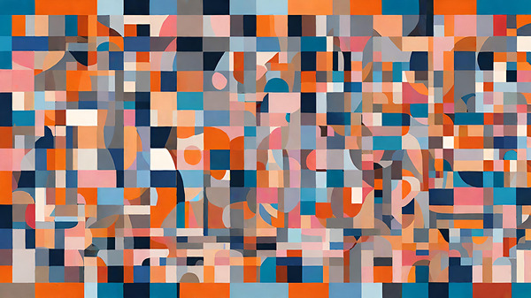 Geometric Hues A Mosaic of Abstraction Print