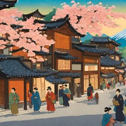 Springtime in Japan Blossoms and Mount Fuji