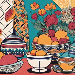 VIbrant Symmetry Art Deco Still Life