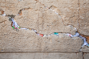 Kotel Western Wall stone and colored prayer notes