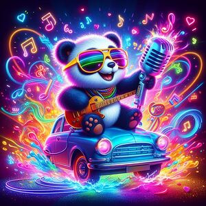 Panda Vibes - Splash of Neon Hues.