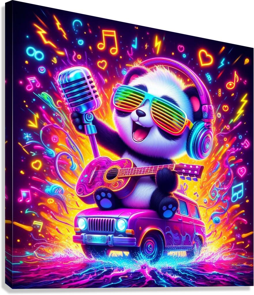 Cute Panda Vibes - Riffs and Hues Symphony. Canvas Print
