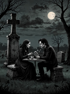 couple at night cemetery by Mcpitu