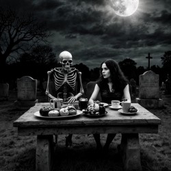 skeleton and girl cemetery