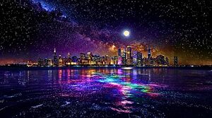‘Midnight Skyline Radiance’ Digital Art