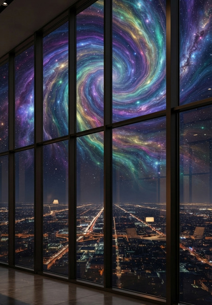 Cosmic Boardroom: Executive Window View by Ariella Starchild Designs