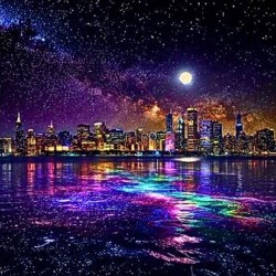 ‘Midnight Skyline Radiance’ Digital Art