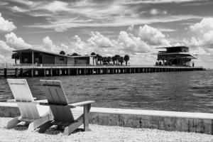 Piering at the Ocean - St Petersburg -BW