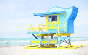 Watercolors on South Beach - Blue