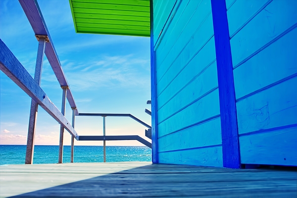 Color Inside the Lines - Blue -Miami Beach by Chrystyne Novack