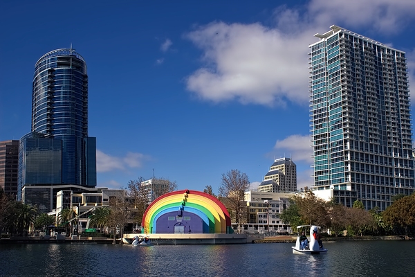 Of Sushine Swans and Rainbow - Lake Eola by Chrystyne Novack