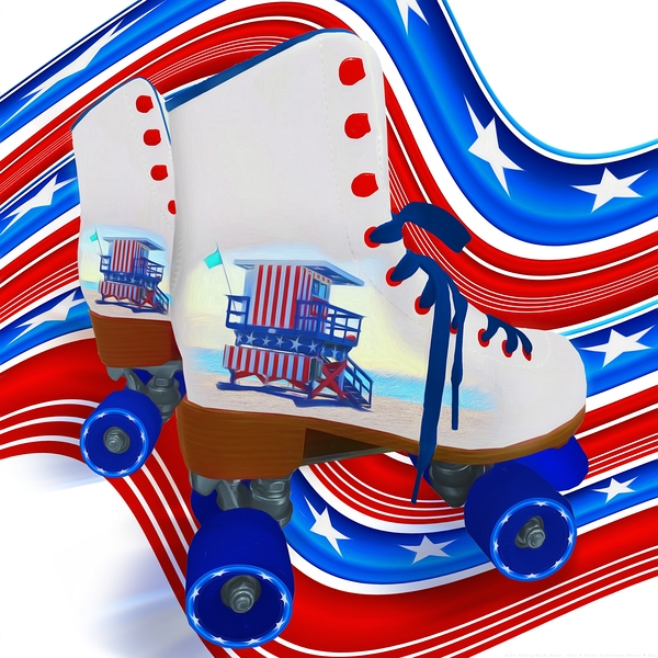 Roller Skating Miami Beach - Stars and Stripes by Chrystyne Novack